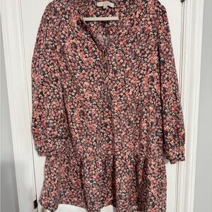 LOFT Floral Long-Sleeve Dress